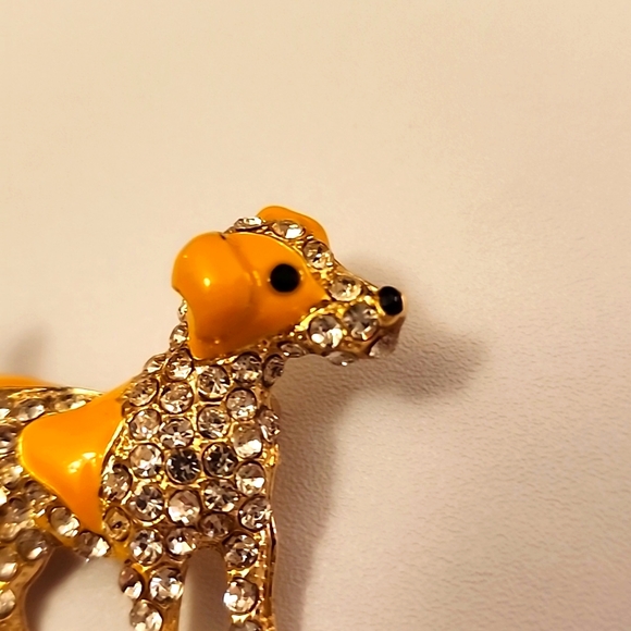 Puppy Dog Brooch Simulated Diamonds BRG #1 - Picture 2 of 4
